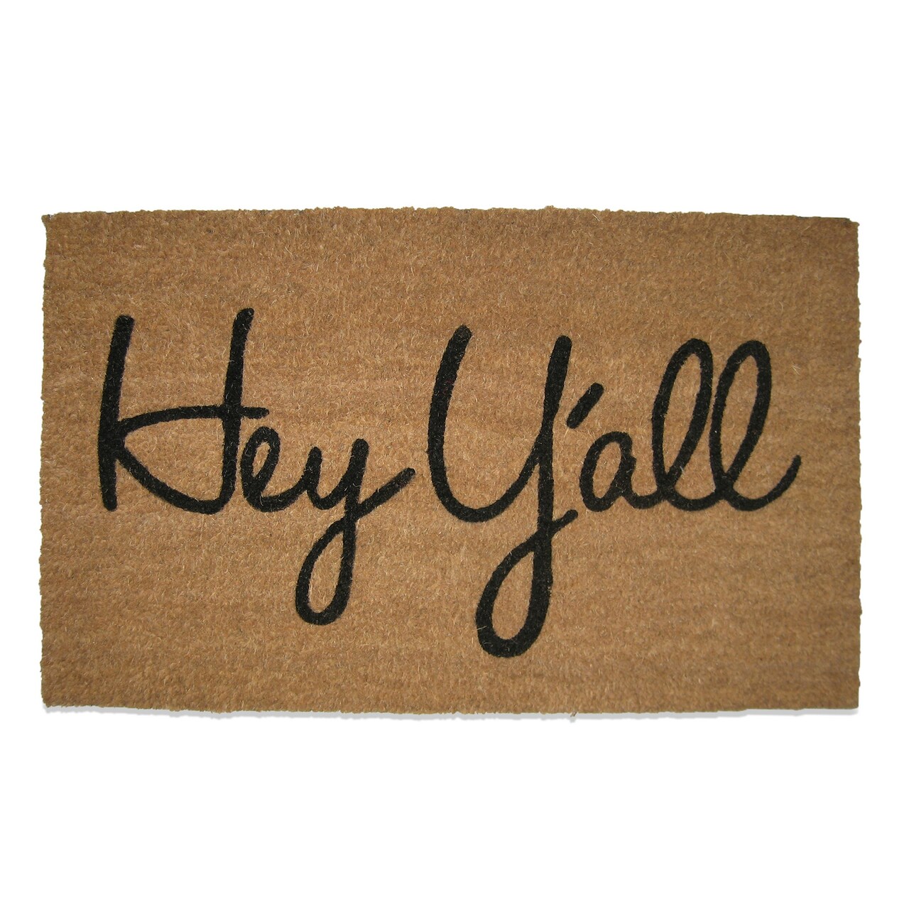 1'6"x2'6" Hey Y'All Southern Rectangle Indoor and Outdoor Coir Door Welcome Mat Beige